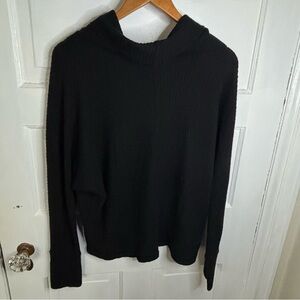 Korye Black Waffle Knit Cowl Neck Sweater